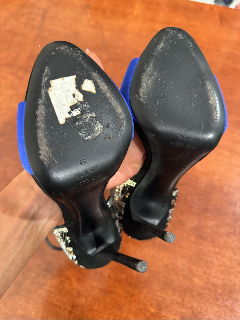 Giuseppe Zanotti Cobalt Blue Suede and Swarovski Crystal Stilettos - Picture 12 of 13